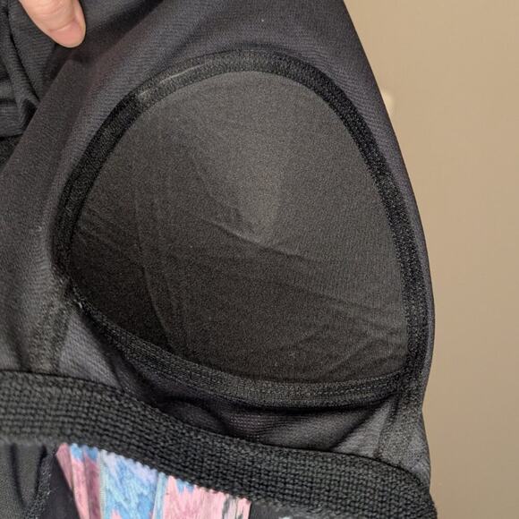 Aqua Green Women's Swim Halter Back Tankini Top Blue & Pink Chevron Size XL - Picture 5 of 8